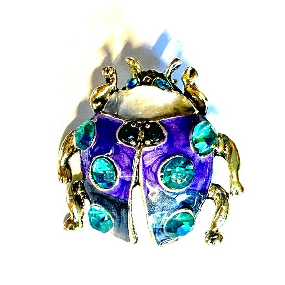 The Spotted Sweethearts — Vintage Style Rhinestone Ladybug Brooch Duo — EUC - Picture 6 of 7